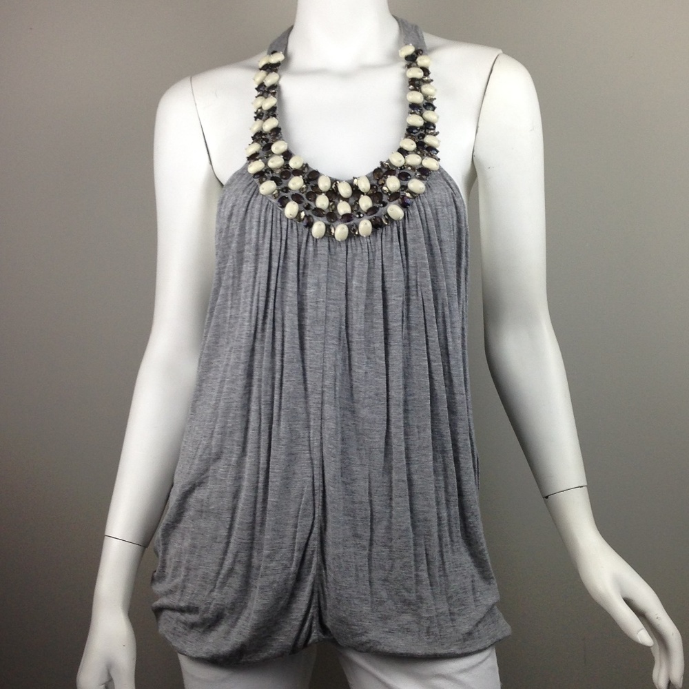 Scarlet Skye Embellished Gray Tank Top